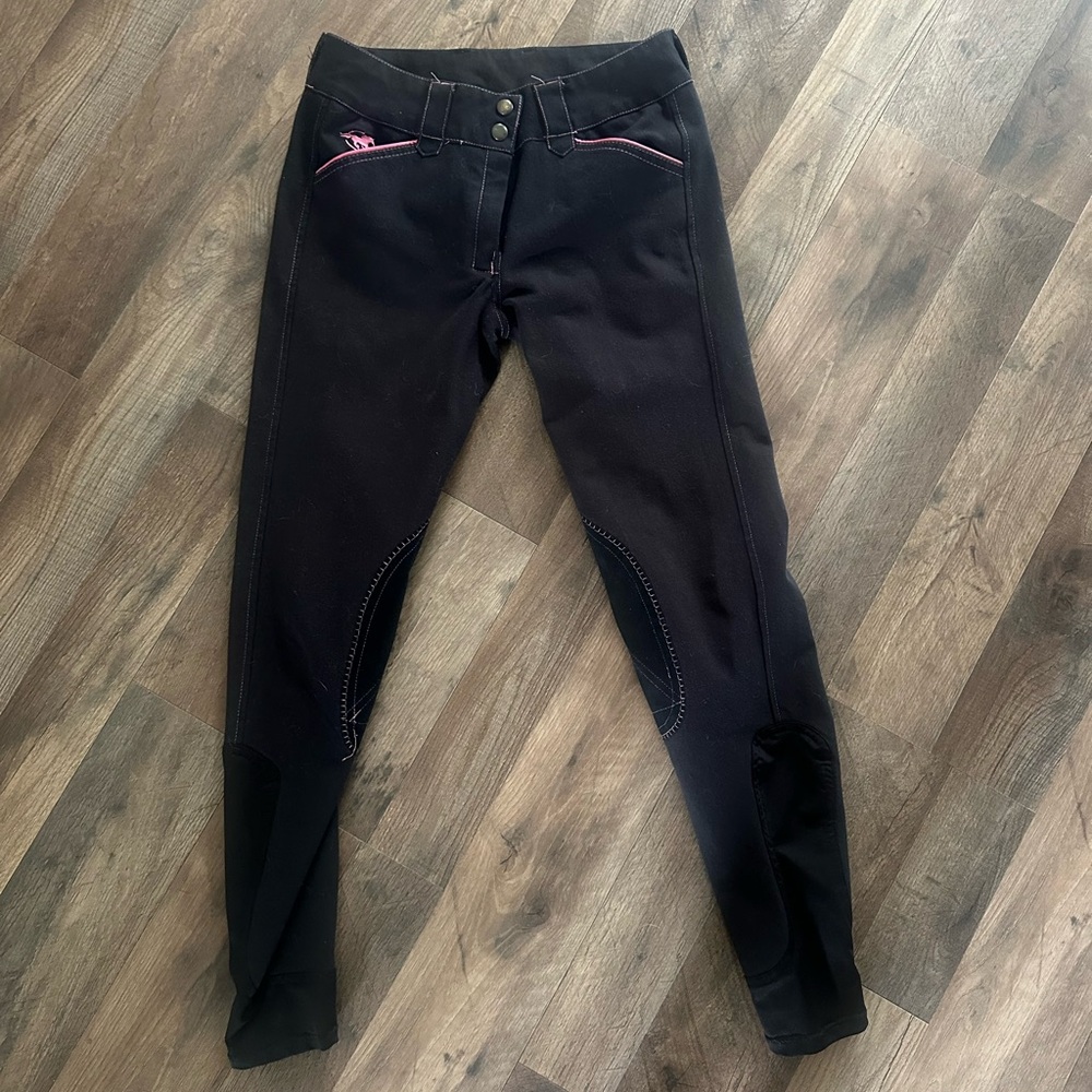 SmartPak Black Riding Pants with Pink Accents